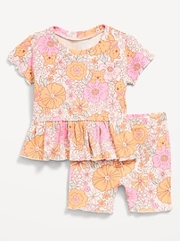 Image number 1 showing, Disney© Ribbed Lettuce-Edge Top and Shorts Set for Baby