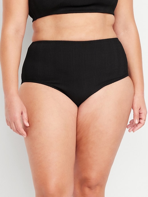 Image number 7 showing, High-Waisted Ribbed Bikini Swim Bottoms