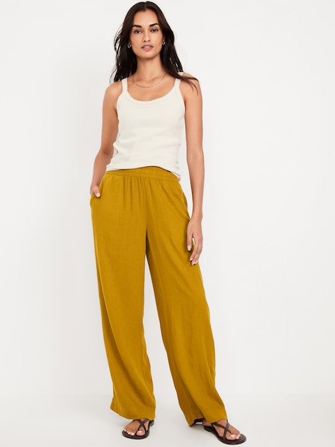 High-Waisted Linen-Blend Wide-Leg Pants - Cerignola