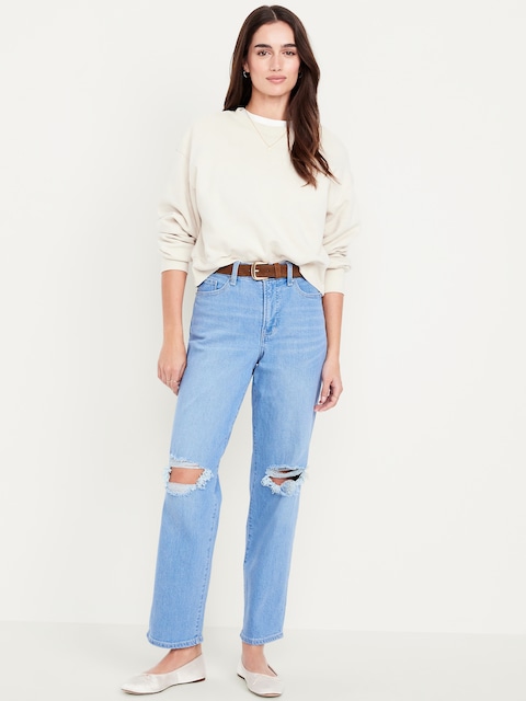 High-Waisted OG Loose Ripped Jeans - Ripped Indigo