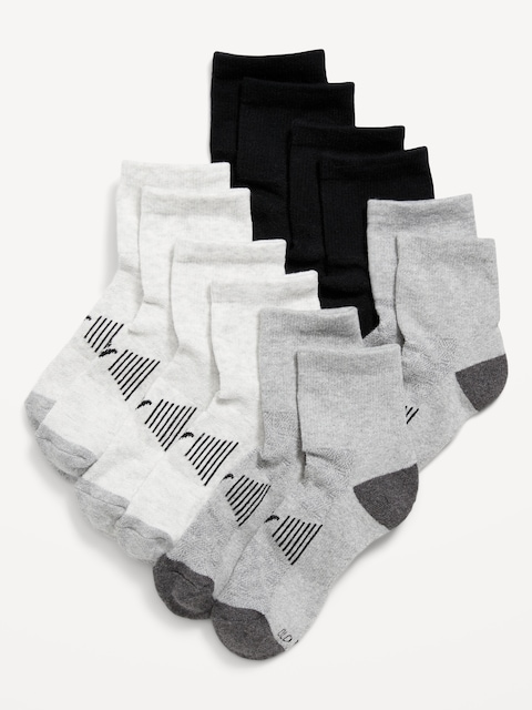 Quarter Crew Go-Dry Performance Socks 6-Pack for Boys - Gray