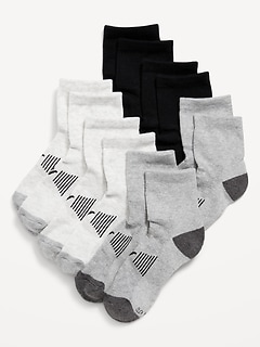 Gender-Neutral Quarter Crew Go-Dry Socks 6-Pack for Kids