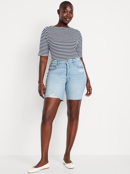 Image number 5 showing, High-Waisted OG Jean Cut-Off Shorts -- 7-inch inseam