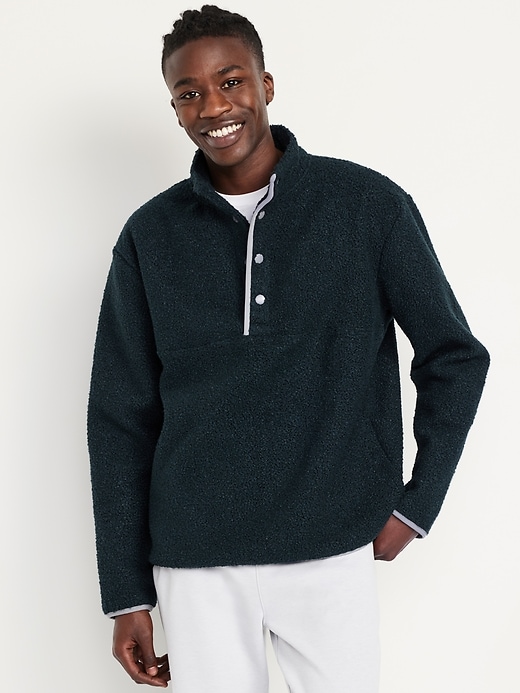 Image number 1 showing, Bouclé Sherpa Quarter-Snap Pullover