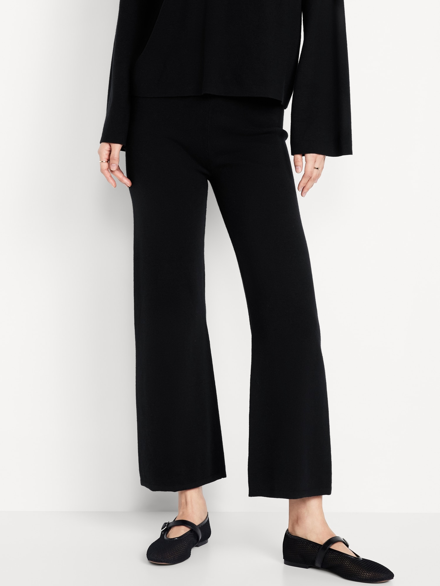 High-Waisted Crop Kick Flare Sweater Pants