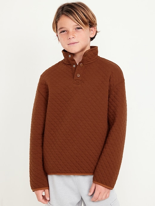 View large product image 1 of 3. Quarter-Snap Quilted Jersey-Knit Sweatshirt for Boys