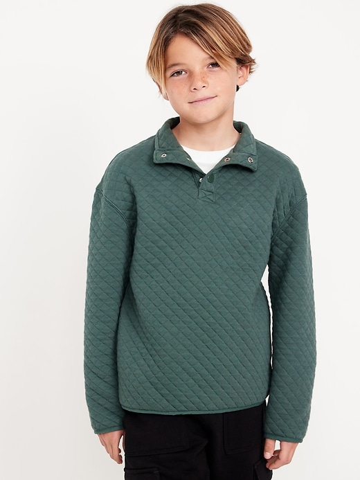 View large product image 1 of 3. Quarter-Snap Quilted Jersey-Knit Sweatshirt for Boys