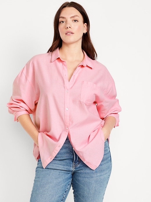 Image number 5 showing, Oversized Button-Down Boyfriend Shirt