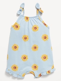 Image number 1 showing, Sleeveless Tie-Knot Graphic One-Piece Romper for Baby