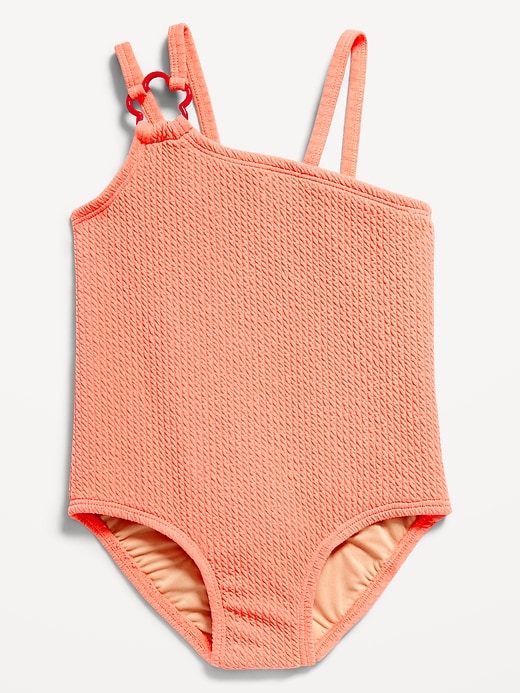 View large product image 1 of 1. Textured Asymmetric One-Piece Swimsuit for Toddler &amp; Baby