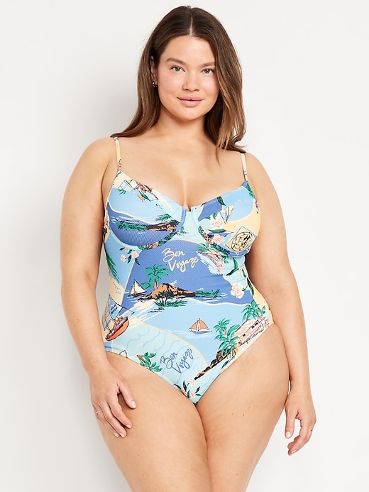 Image number 4 showing, Textured One-Piece Balconette Swimsuit