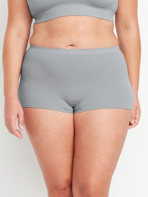 Image number 7 showing, Mid-Rise Seamless Ribbed Boyshort Underwear