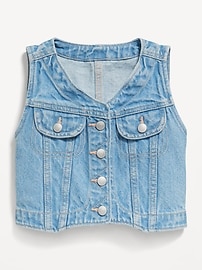 Image number 2 showing, Cropped Jean Vest for Toddler Girls