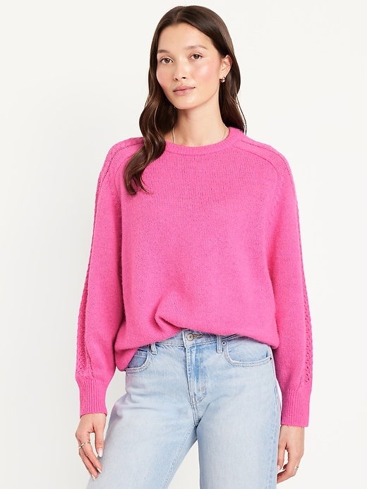 Image number 1 showing, Pointelle Pullover Sweater