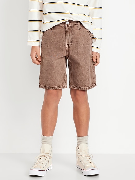 View large product image 1 of 3. Knee Length Baggy Carpenter Jean Shorts for Boys