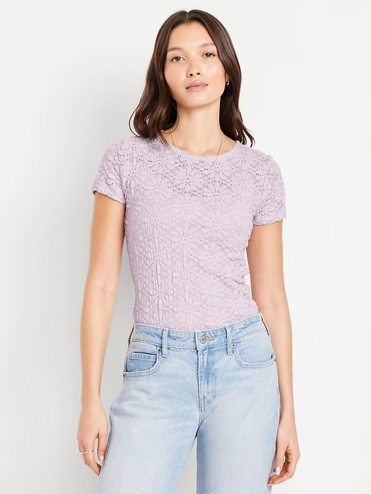 Image number 1 showing, Lace Crew-Neck Top