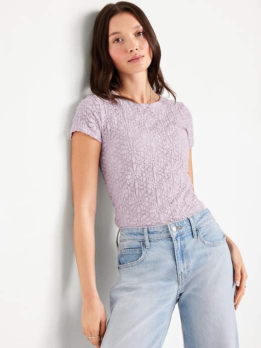 Image number 3 showing, Lace Crew-Neck Top