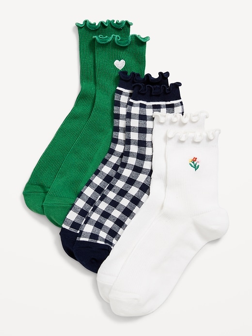 View large product image 1 of 1. Lettuce-Edge Quarter-Crew Socks 3-Pack for Women