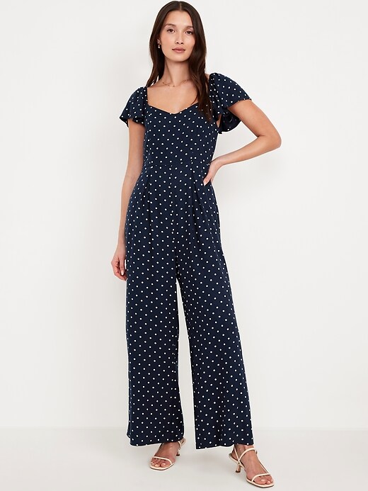 Fit &amp; Flare Crepe Jumpsuit