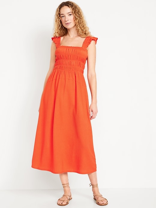 Image number 1 showing, Fit &amp; Flare Smocked Midi Dress