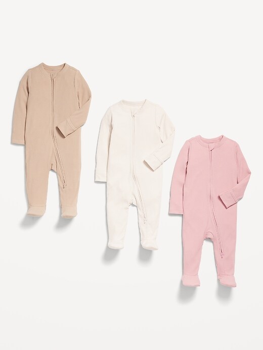 Image number 4 showing, 2-Way-Zip Sleep & Play Footed One-Piece 3-Pack for Baby