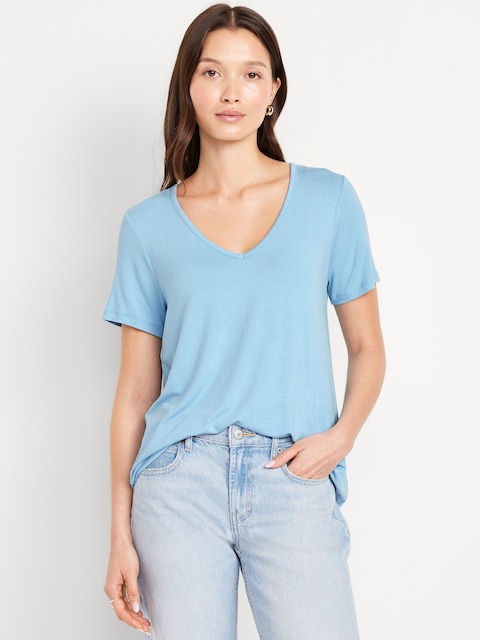 Luxe V-Neck T-Shirt - Cool Rain