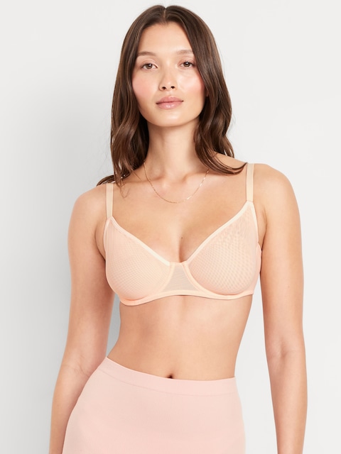 Mesh Balconette Bra - Barely Pink
