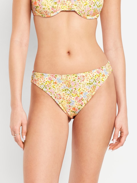 Mid-Rise Textured Bikini Swim Bottoms - Multi Ditsy Floral