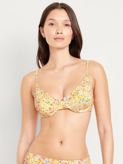 Textured Underwire Balconette Swim Top - Multi Ditsy Floral