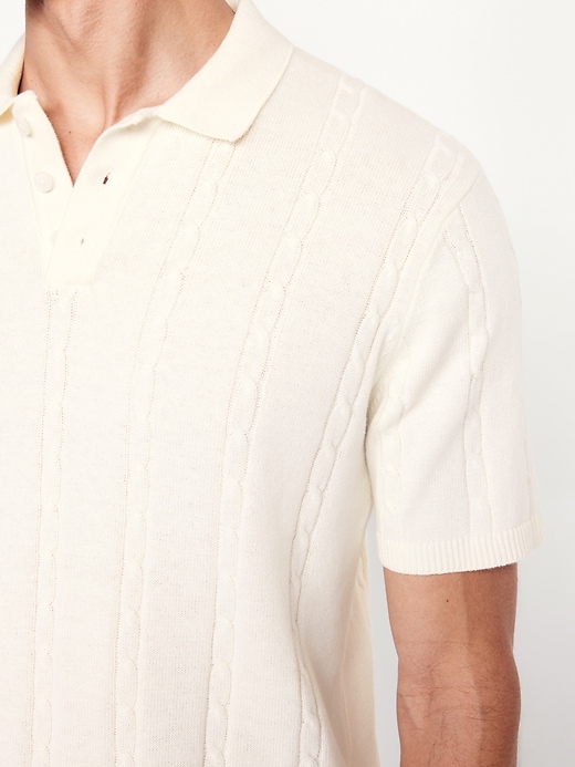 Image number 3 showing, Short-Sleeve Cable-Knit Polo