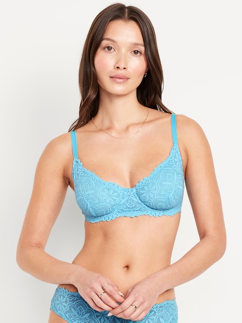 Lace Balconette Bra - Cool Rain