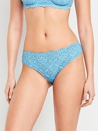 Image number 1 showing, Mid-Rise Lace Bikini Underwear