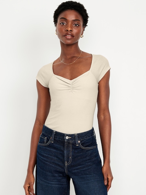 Double-Layer Cinched Bodysuit - Wish Bone