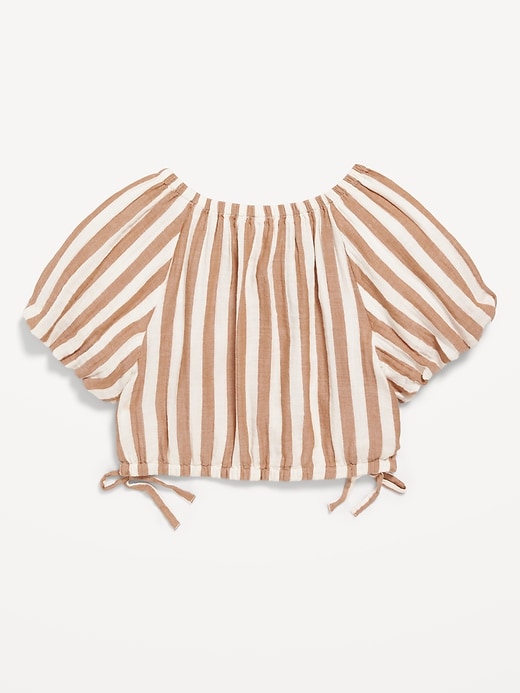 Image number 3 showing, Printed Puff-Sleeve Double-Weave Top for Girls