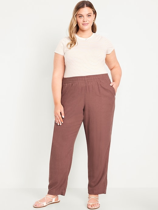 Image number 4 showing, Linen-Blend Straight Ankle Pants