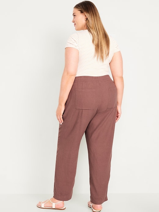 Image number 5 showing, Linen-Blend Straight Ankle Pants