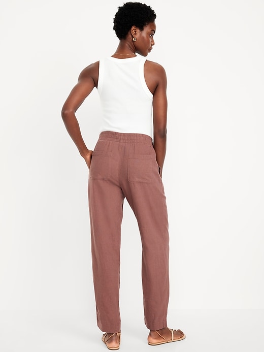 Image number 3 showing, Linen-Blend Straight Ankle Pants