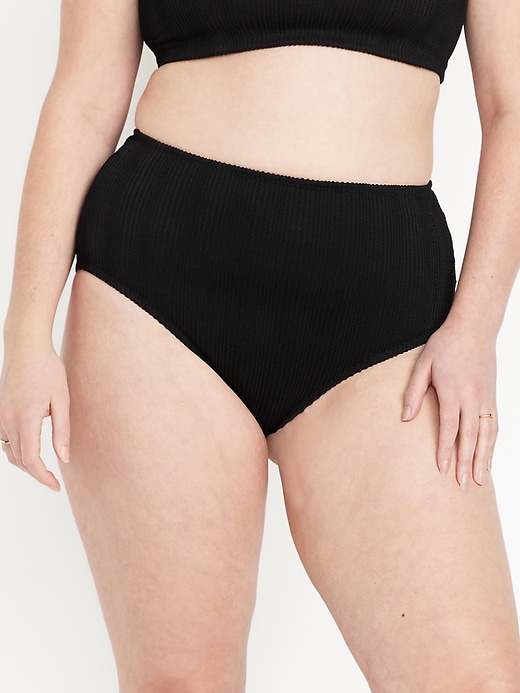 Image number 5 showing, High-Waisted Ribbed Bikini Swim Bottoms