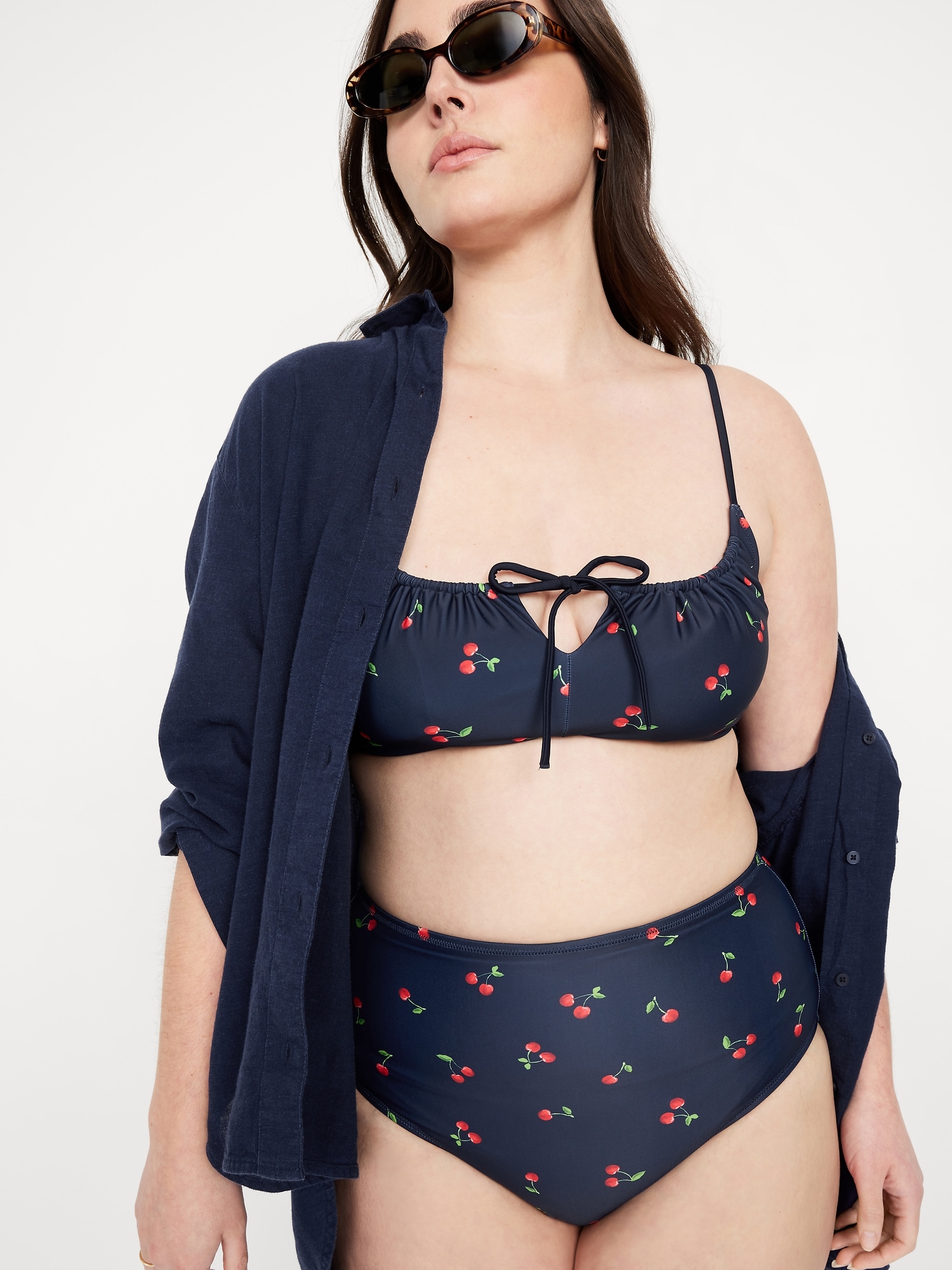 Верх бикини Matte, со сборками — Old Navy, цвет: Вишнёвый — фото 3