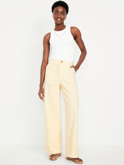 High-Waisted Baggy Wide-Leg Jeans - Yellow