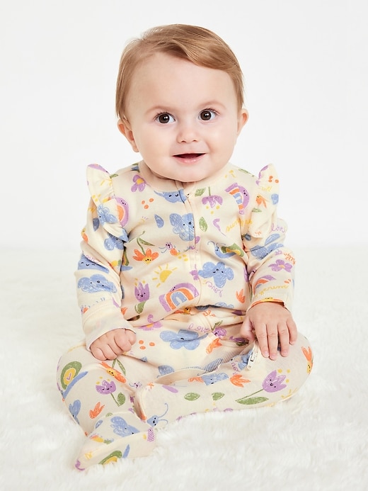 View large product image 1 of 2. 2-Way-Zip Sleep &amp; Play Ruffle-Trim Footed One-Piece for Baby