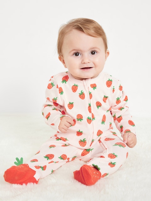 2-Way-Zip Sleep & Play Footed One-Piece for Baby - Strawberry