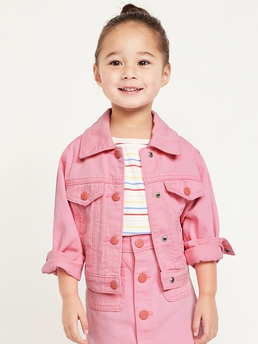 View large product image 1 of 4. Cropped Trucker Twill Jacket for Toddler Girls