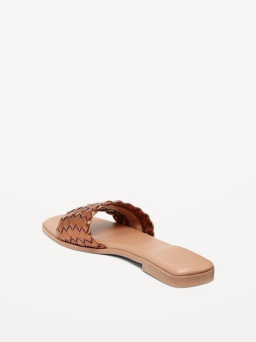 Image number 4 showing, Faux-Leather Woven Slide Sandal