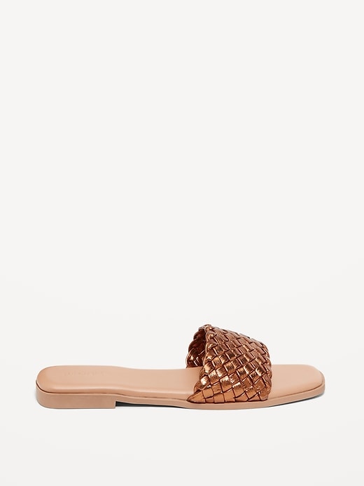 Image number 3 showing, Faux-Leather Woven Slide Sandal