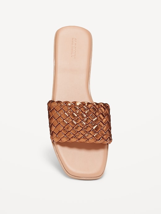 Image number 8 showing, Faux-Leather Woven Slide Sandal