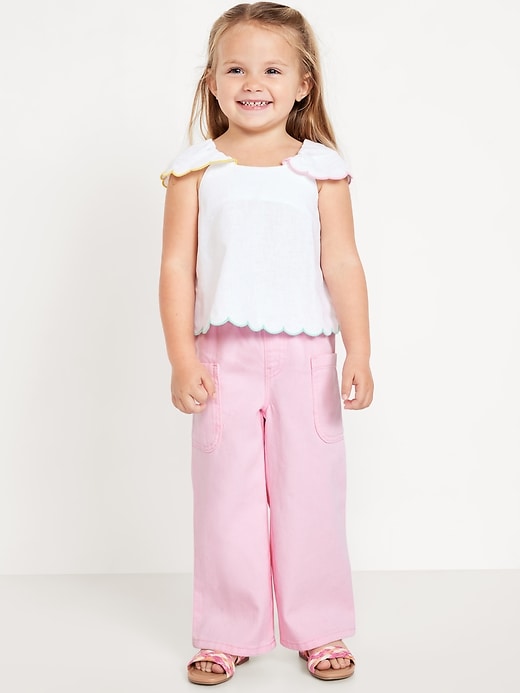 View large product image 2 of 3. High-Waisted Baggy Wide-Leg Pull-On Pants for Toddler Girls