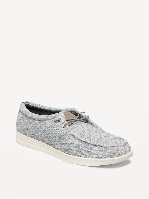 Textured Knit Loafers - Light Gray