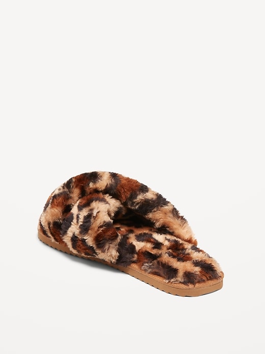 Image number 4 showing, Faux-Fur Cross-Front Slippers