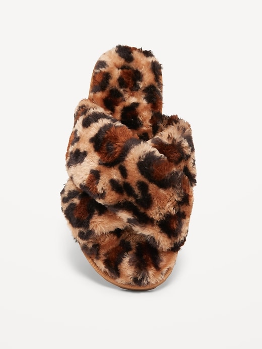 Image number 2 showing, Faux-Fur Cross-Front Slippers